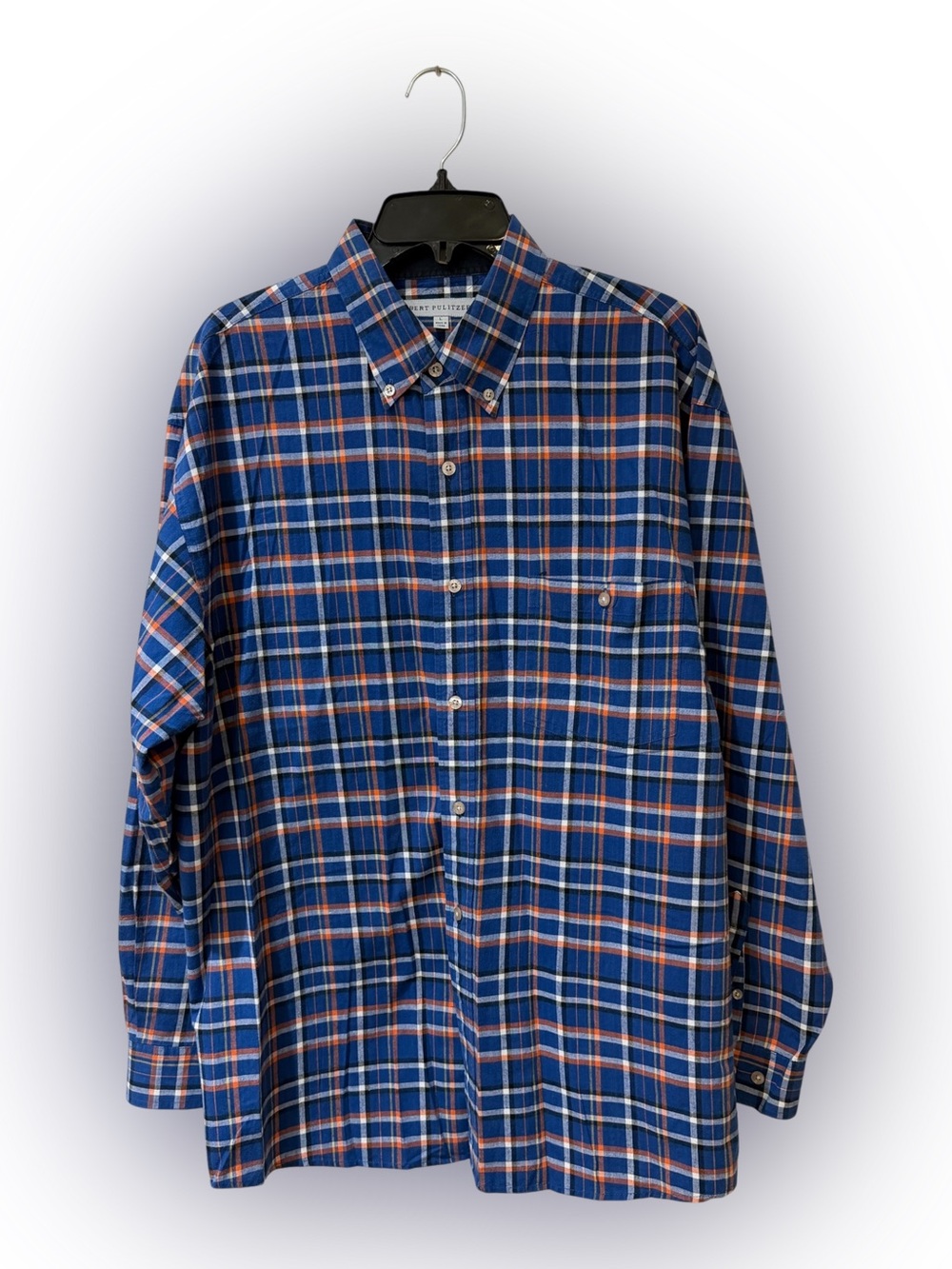 Men's Bert Pulitzer Blue Plaid Button-Down Shirt - Classic Casual Style size L